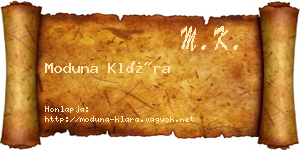 Moduna Klára névjegykártya